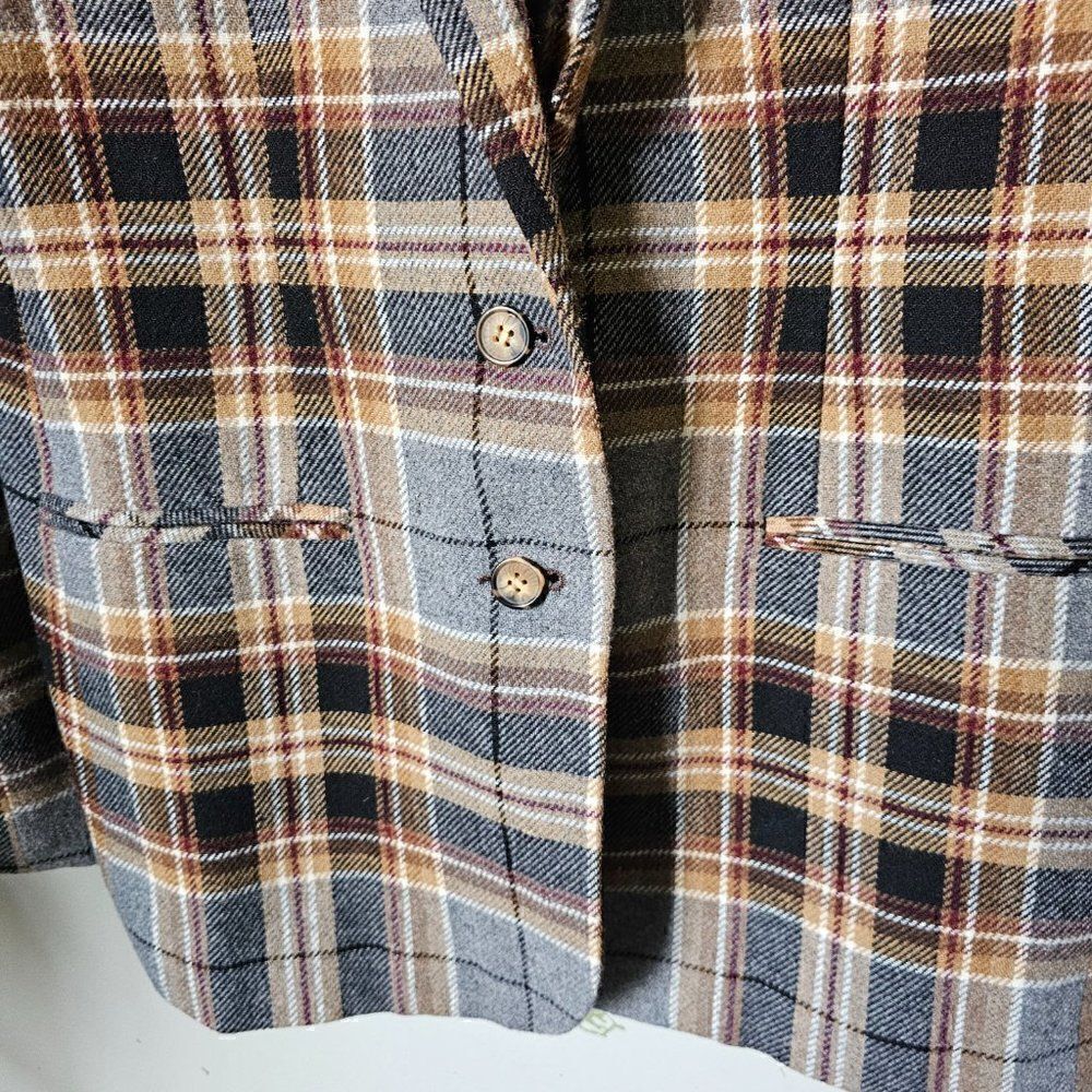 EUC VINTAGE WHITE STAG PLAID WOOL BLEND BLAZER JACKET SIZE 10 / M - Picture 13 of 15